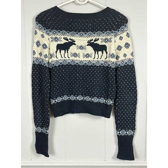 Abercrombie Kids Y2K Holiday Button Down Moose Cardigan Size XL Winter Preppy - Picture 4 of 8